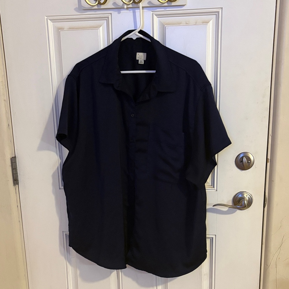 a new day Short-Sleeve Button-Down Shirt - Navy Blue